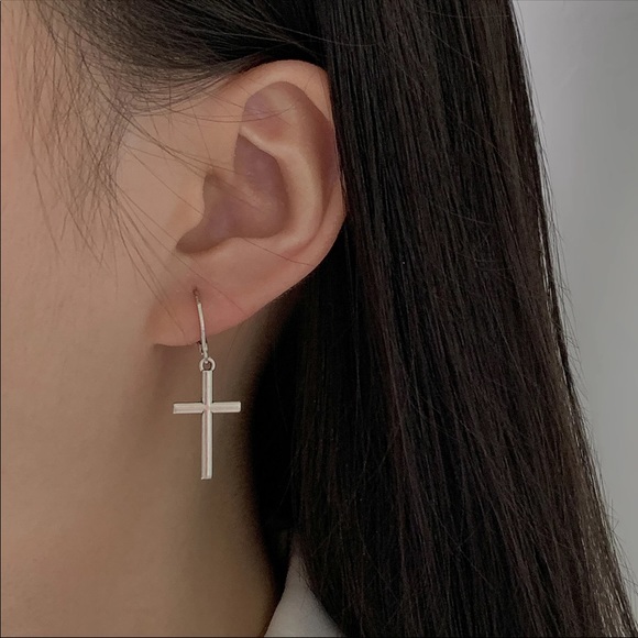 Mini Cross Pendant Earrings - Picture 3 of 7